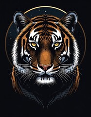 Tiger portrait, cosmic backdrop