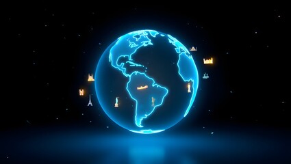 Futuristic holographic globe with glowing network connections