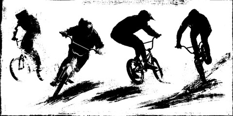 Fototapeta premium Dynamic bmx bike tricks silhouette: urban sport art and design inspiration