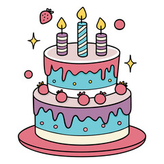 Birthday Cake with Candles Vector Illustration