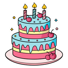 Birthday Cake with Candles Vector Illustration