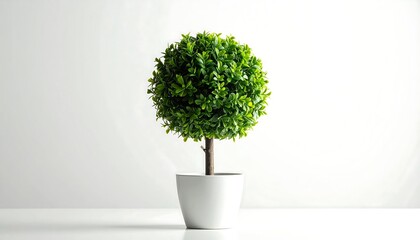 Round potted plant against white