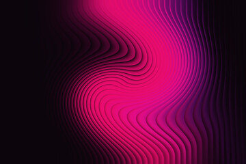 Obraz premium Illustration of abstract wavy lines with a vibrant pink and purple gradient against a dark background