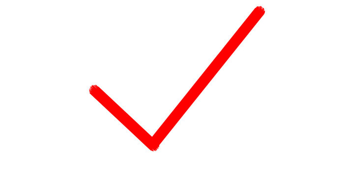 Bold red checkmark symbol displayed against a stark black background, minimalistic - Powered by Adobe