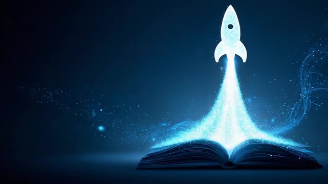 Rocket launching from open book