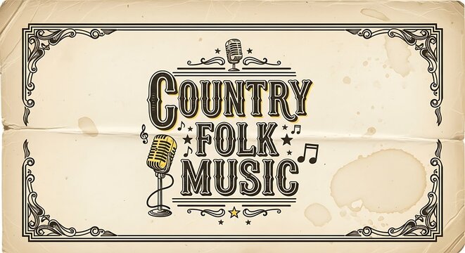 Vintage Country Folk Music Poster.