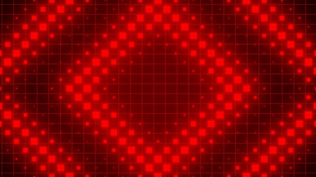 Abstract loop glowing re orange disco wall with bright light bulbs abstract background	