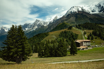 Mont Blanc Panorama with Alpine Hotel Below
