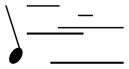 Musical note symbol with horizontal staves evoking themes of rhythm, melody, creative expression, and harmony. Ideal for music, art, education, entertainment, design and simple landing page