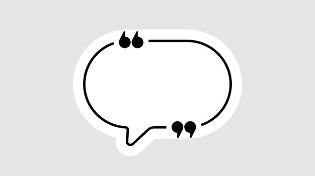 Round quote mark graphic animation. Alpha channel. Transparent background motion design. 4K resolution