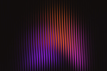 Illustration of abstract vertical lines with purple and orange gradient lighting against a dark background, digital art