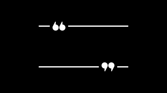 Quote mark graphic animation. Alpha channel. Transparent background motion design. 4K resolution