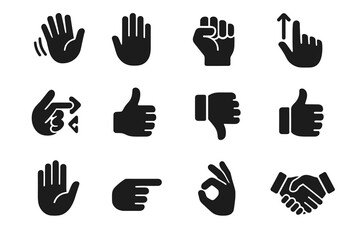 Gesture grid icon pointing to zoom fist icons vector hand palm handshake