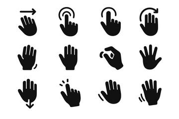 Obraz premium Gesture right vector palm wave finger hand icon icons air rotate touchless