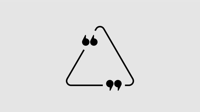 Triangle quote mark graphic animation. Alpha channel. Transparent background motion design. 4K resolution