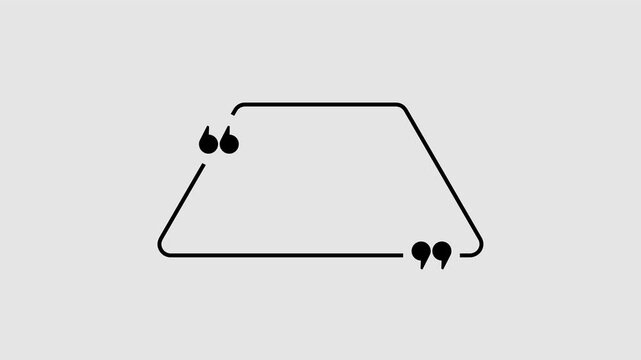 Triangle quote mark graphic animation. Alpha channel. Transparent background motion design. 4K resolution