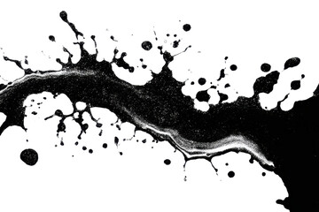 abstract black ink paint brush stroke shape splatter texture PNG transparent background isolated graphic resource. Creative organic art pattern