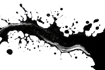 abstract black ink paint brush stroke shape splatter texture PNG transparent background isolated graphic resource. Creative organic art pattern