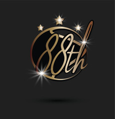 Golden 75th anniversary logos celebrating seventy-five years on dark background