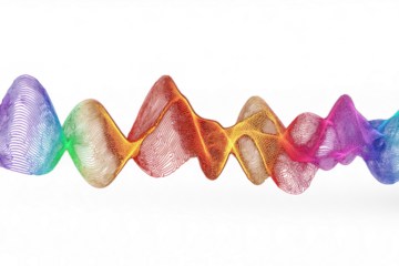 Abstract neon color visual music wave frequencies rhythm PNG transparent background isolated graphic resource