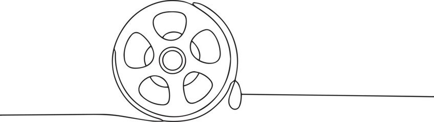 film reel one continuous line art, Vector illustration, One line art, Line art graphic style