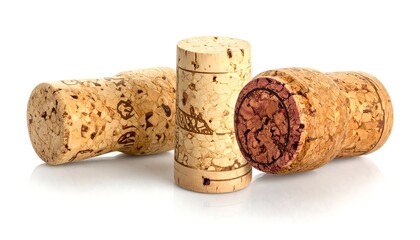 Three wine corks on white