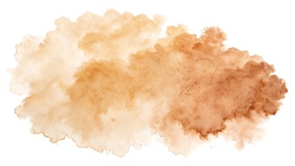 Abstract watercolor stain in warm brown and beige tones, isolated on white background