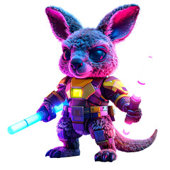 Cute kangaroo futuristic warrior