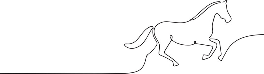 running horse and jaguar one continuous line art, Vector illustration, One line art, Line art graphic style