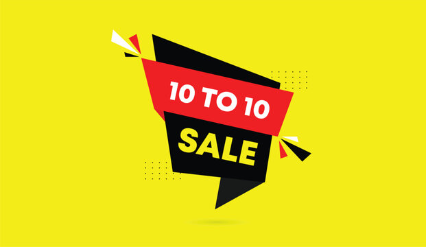10 to 10 sale editable vector illustration art template web banner black red shapes white bold font abstract yellow background business design creative layout modern graphic concept advertising commer - Powered by Adobe