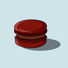 A Sweet Chocolate Brown Macaron Or Macaroon Soft Glossy Finish Chocolate Cream Filling Vector Illustration