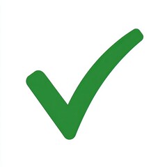vector icon of a green checkmark on a white background, with a simple and minimalistic design. the illustration style is flat, with high resolution, no shadows, and sharp lines. this is a digital art 