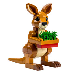 Cute kangaroo toy with grass