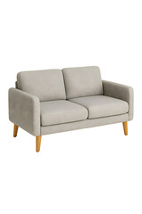 Modern woven arm sofa with wooden legs on black background