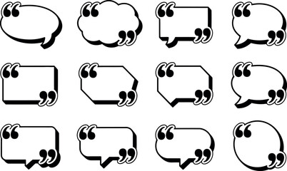Black quotation mark box for text quotes on white background