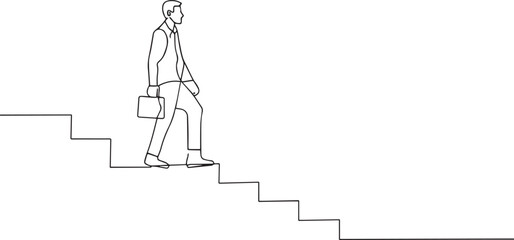 people on stairs going up one continuous line art, Vector illustration, One line art, Line art graphic style
