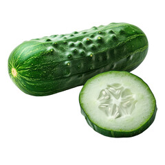 Slice of cucumber isolated on transparent background