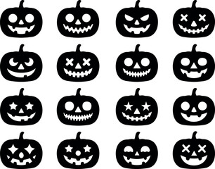 Halloween Pumpkin Silhouette with Star Eyes and Spooky Grin