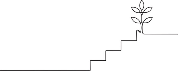 plant growth one continuous line art, Vector illustration, One line art, Line art graphic style