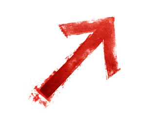 Red arrow pointing upwards isolated on a transparent background