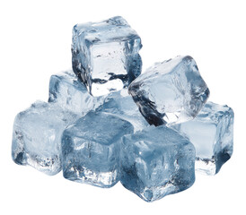 A cluster of clear, square ice cubes