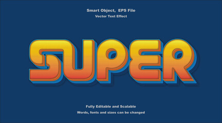 Super Text Effect 3D Type Vector Typography Design.