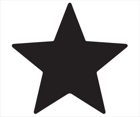 Five pointed star silhouette isolated on white, symbol of excellence and success