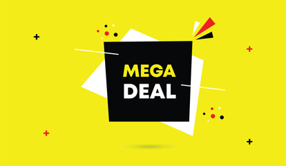 editable vector art template web banner illustration design business abstract background shapes black white yellow mega deal modern creative marketing digital graphics layout