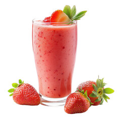 Strawberry smoothie isolated on transparent background