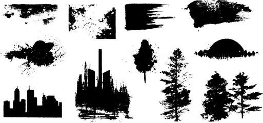 Obraz premium Urban grunge silhouettes and spray paint effects for creative designs
