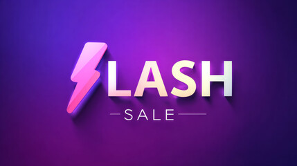 Obraz premium Promotion of Flash Sales Banner or poster featuring text and a Flash icon on a gradient purple background. Social media and website template designs for campaigns or promotions. Get up to 50% off with