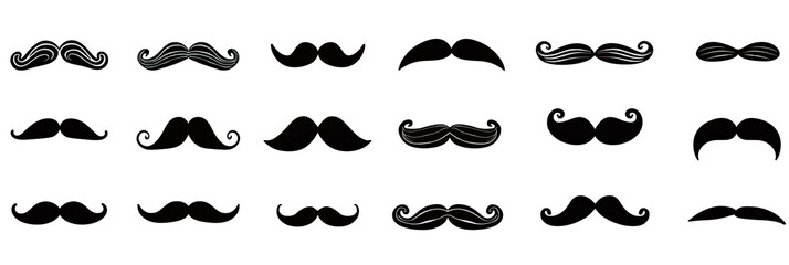 Fototapeta premium Abstract pattern of various mustache shapes