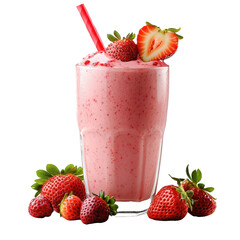 Strawberry smoothie isolated on transparent background