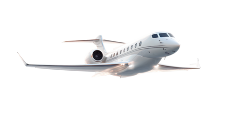 White jet aircraft in flight.  Glossy finish, angled view